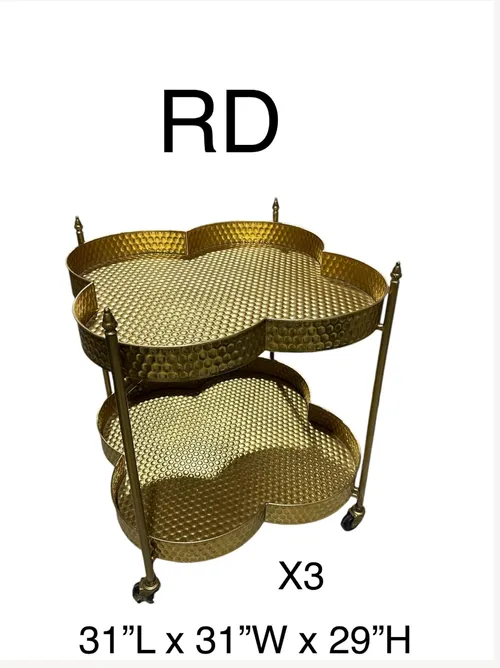 gold rolling  bar cart tables 4 leaf clover