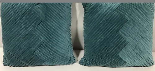 pleated velvet teal pillow square