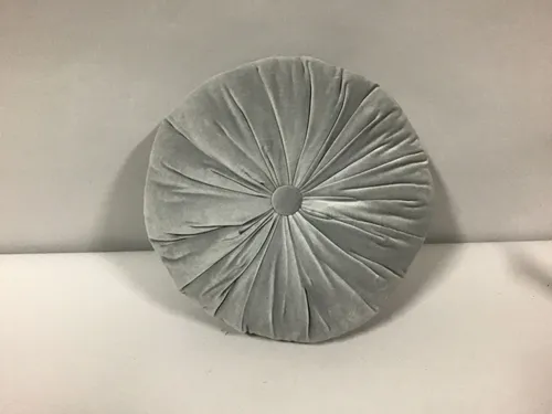 round velvet pillow grey