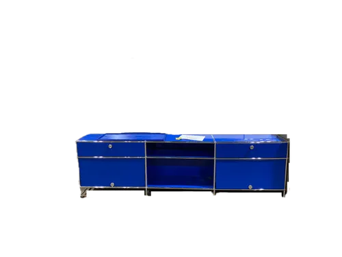 USM side board blue and chrome 4 drawer 