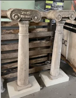 ionic wood pedestals distressed 