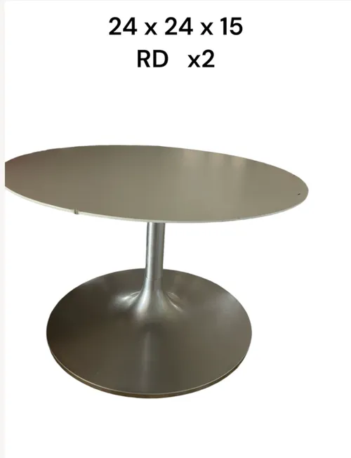 trumpet base side table space age tulip base white lamite top aluminum base24x4 x150