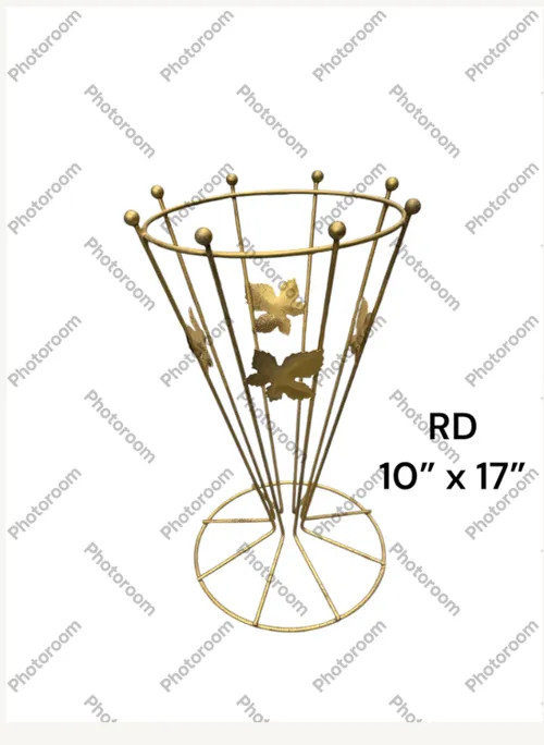 brass wire 1950s umbrella stand leaf motif