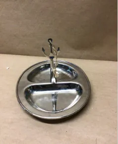 silver candy dish with handle / steel 