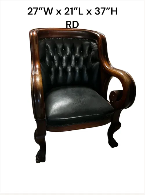 empire mahogany lounge chair leather black 