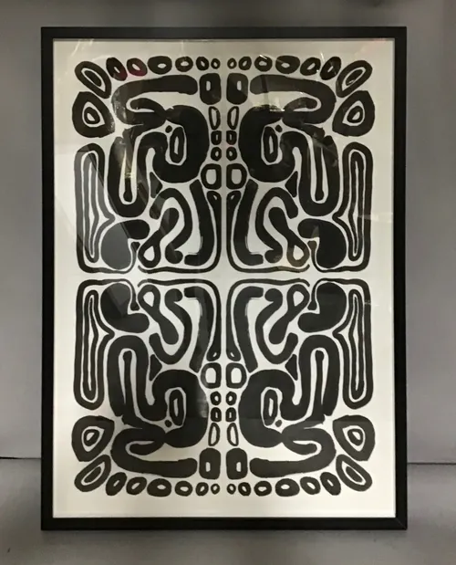 black & white abstract ink drawing quad art leftbank