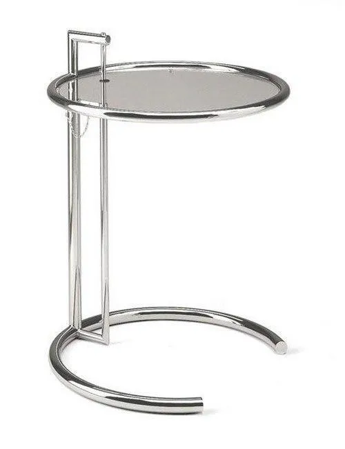 Eileen grey table  chrome and glass round side table adjustable 20 x20 x30.5h