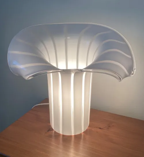 Murano Cala glass table lamp 1970s Glass,  by Gino Vistosi Murano Glass Color White 