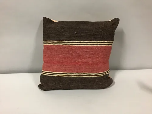 square kilim pillow brown and red