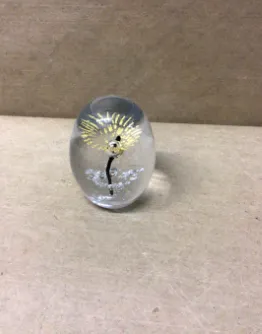 egg shaped clear glass paper weight french daum crystal egg with flower bubbles