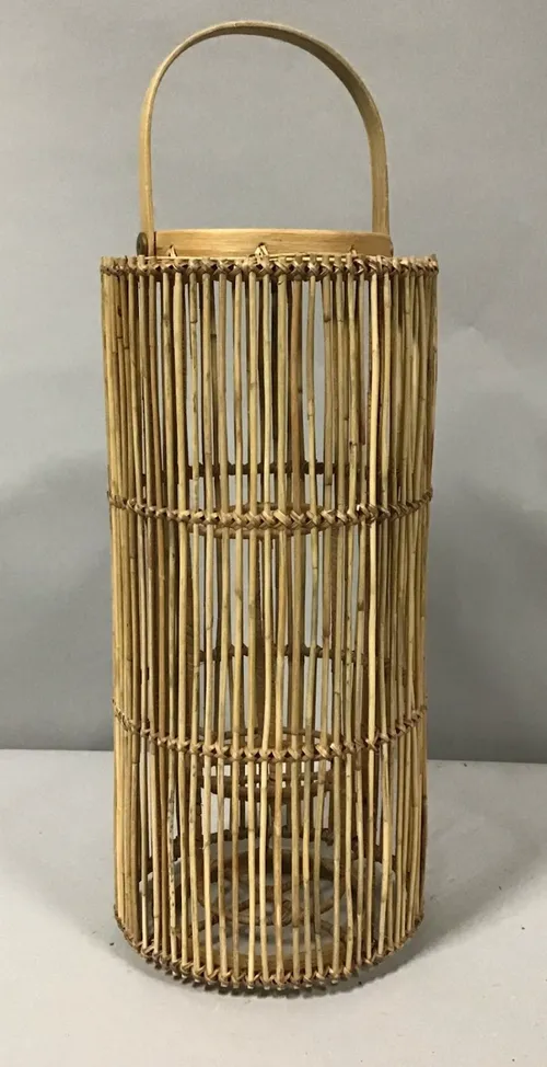 cylindrical bamboo lantern for candles  