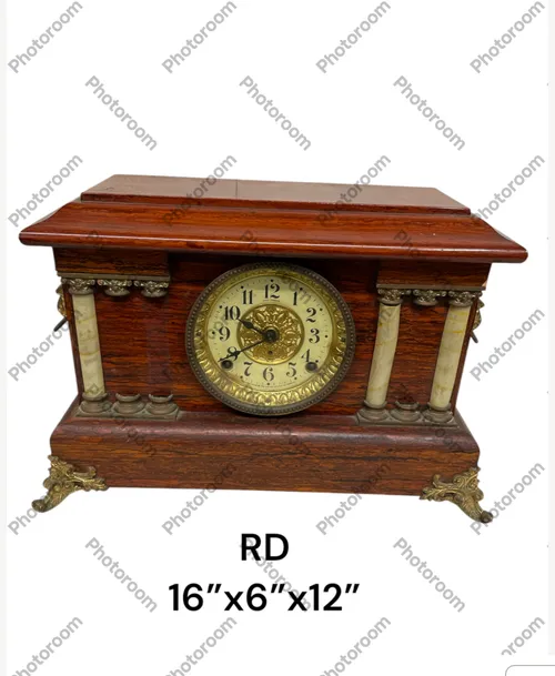 seth faux wood mantel clock rare 16 x16 x12