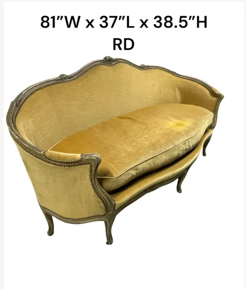 vintage french sofa gold 81wx37lx38.5H
