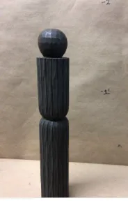 black object sculpture cylinder ball top wood andre totem global views3.5 x20