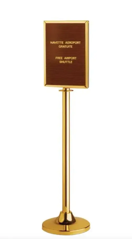 gold stanchion with vertical frame