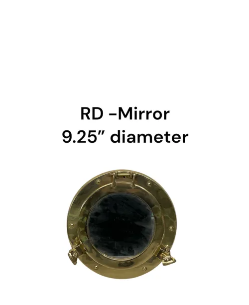 round nautical mirror brass 9.25 dia port hole mirror