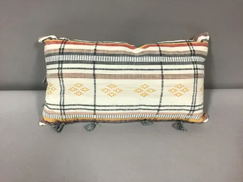 lumbar pillow raw silk plaid design