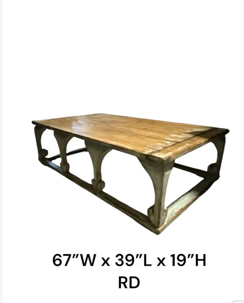 wood oversized coffee table distressed paint catherdral 