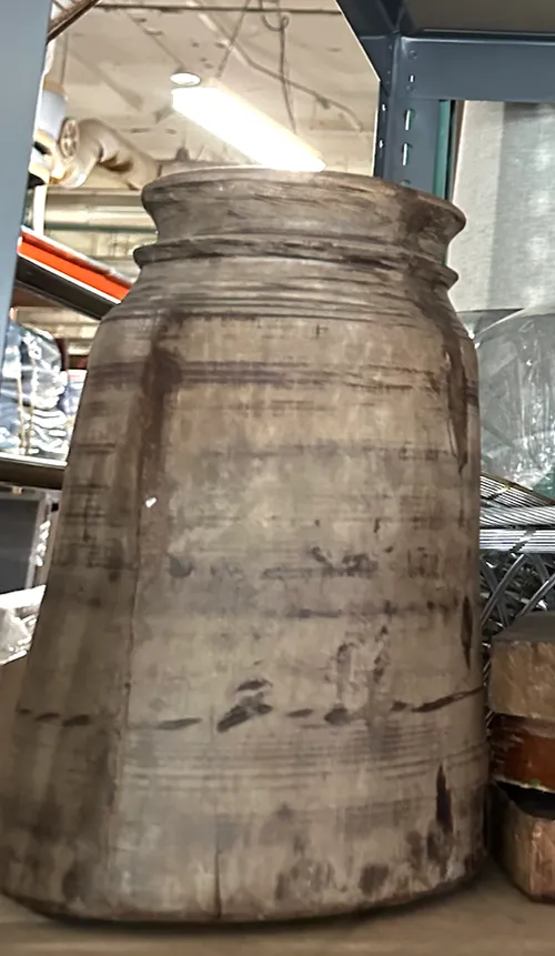 rustic hand turned wood pot 