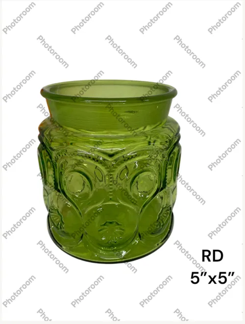 vintage green glass moon star canister