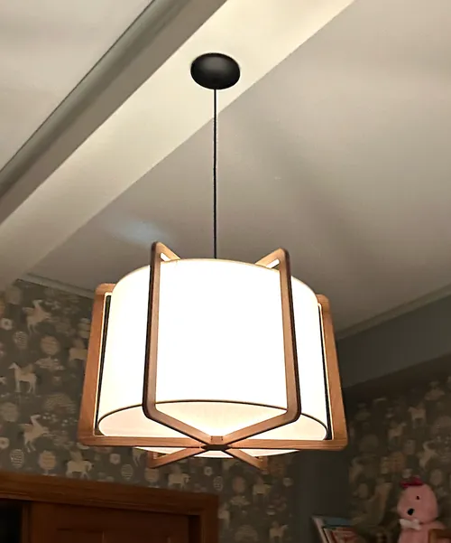 pendant light, paper and wood 