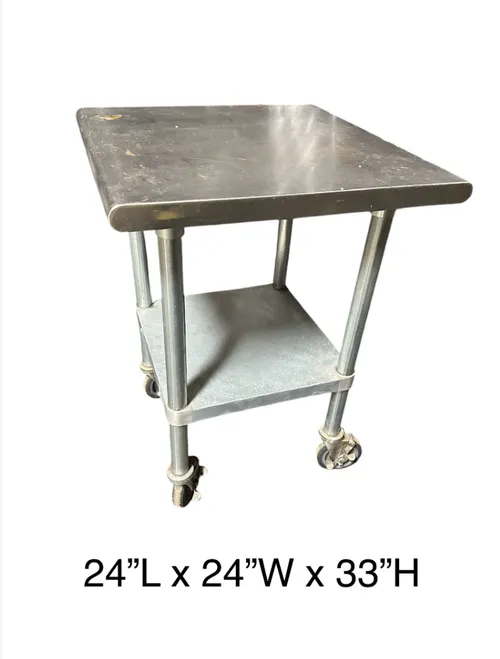 stainless sqaure table with wheels kitchen