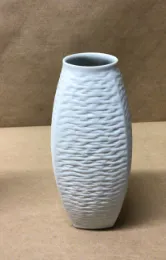 white vase with wave pattern 