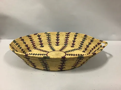 woven basket striped