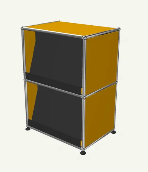 2 shelf USM cabinet  Anthracite yellow angled shelves 