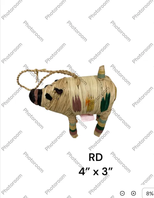 raffia pig ornament