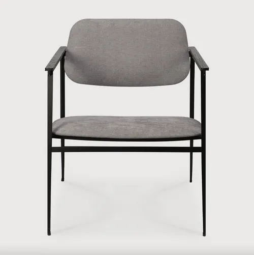 ethnic craft side chairs pair dc lounge  grey fabric and black frame