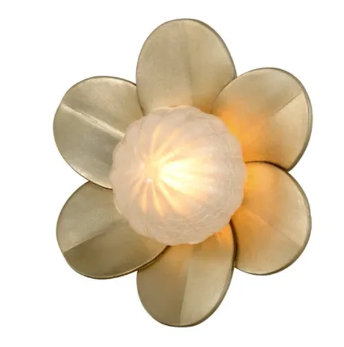  Gigi Iron Flush Mounted Sconce  floral brass and frosted glass sconce led 6 