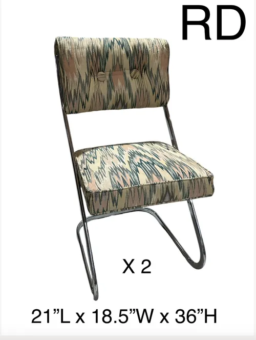 kitchen chair zigzag pattern tubular chrome body milo bauman