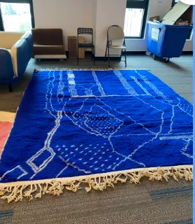 blue and white beni ourain rug 