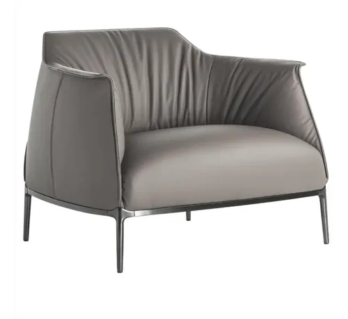Poltrona Frau chair Archibald grey leather lounge chair 