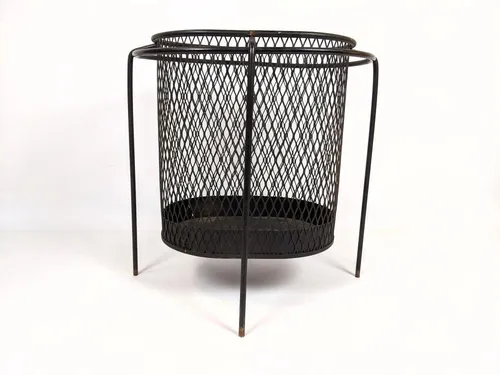 maurice dunchin black expanded metal mid-century wire waste-basket 