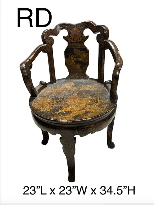 chinese lacquer arm chair painted mountain scene