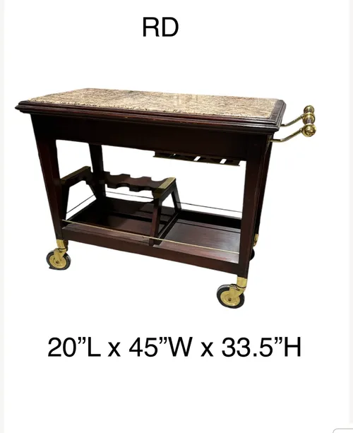 service cart/ cheese trolly tea caddy wood granite top dark wood
