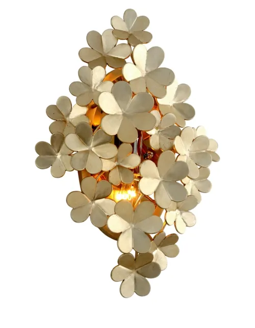 gigi brass flower sconce 13w x 17.75 h Corbett gold