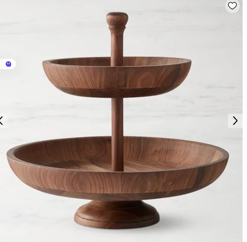 Williams Sonoma Walnut Two Tier Fruit Bowl