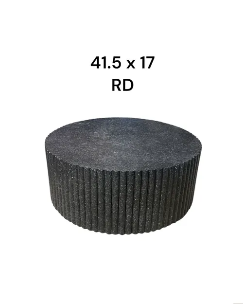 terrazzo coffee table black scalloped sides 47d x15 h