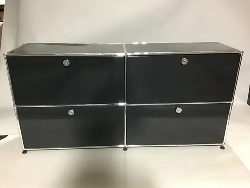 usm black and chrome cabinet 4 drawer 15x60x29h