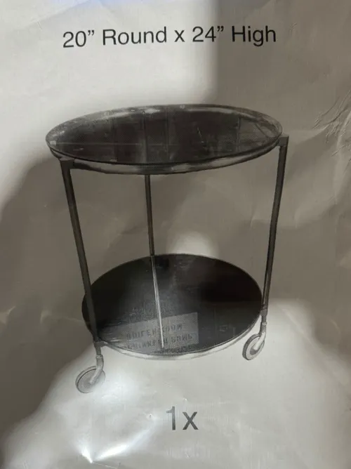 round steel and glass rolling cart 1990s vintage ikea