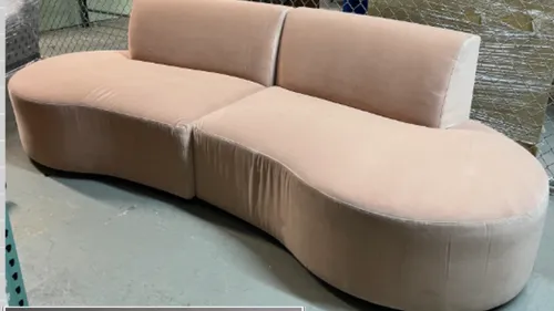 serpentine sectional sofa pink velvet 3 seater 2 pc 