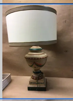 wood painted urn lamp 
