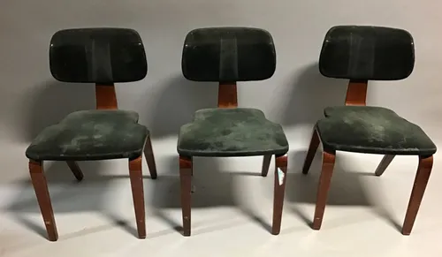 Thonet bent wood  desk chair black velvet seat 