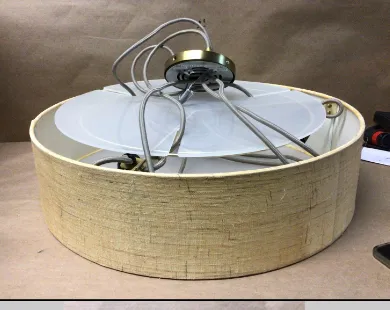 modern shallow drum pendant tan 