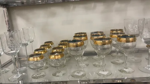 gold rimmed stemware glassware 