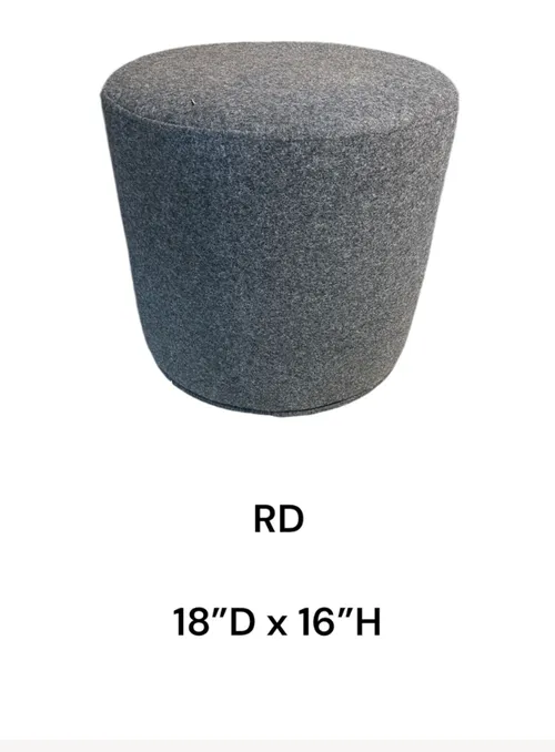 grey wool poof stool 18d x16h