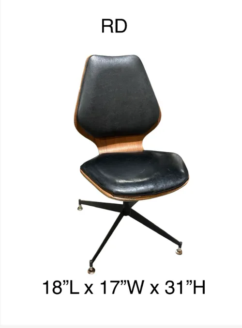 dining chair wooden  black padded seat vintage